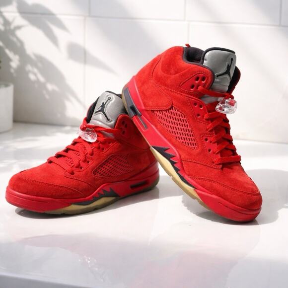 Size 9.5 - Air Jordan 5 Retro Red Suede Pre-Owned No Box